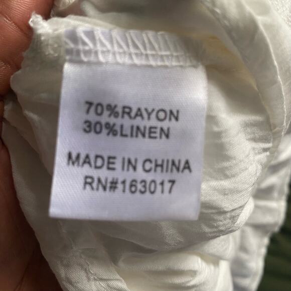 Princess Polly White Linen Blend Square Neck Babydoll Mini Dress Size 8 - Picture 6 of 7